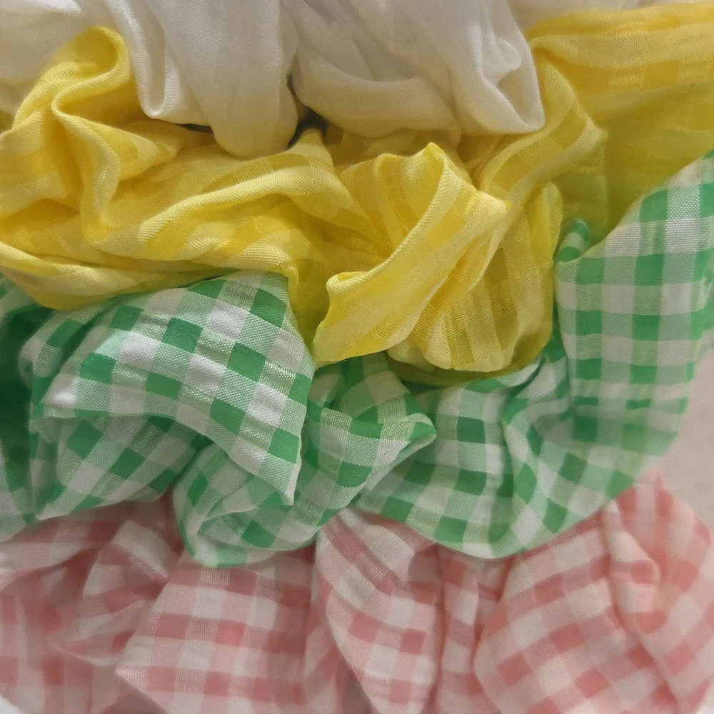 💚▪️Piper K ▪️Vibrant Gingham Scrunchie Set Of 5 Collection